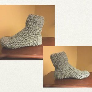 Ladies Crochet Bootie Slippers, Size 6-6 1/2, Handmade Gifts, Slippers, Booties